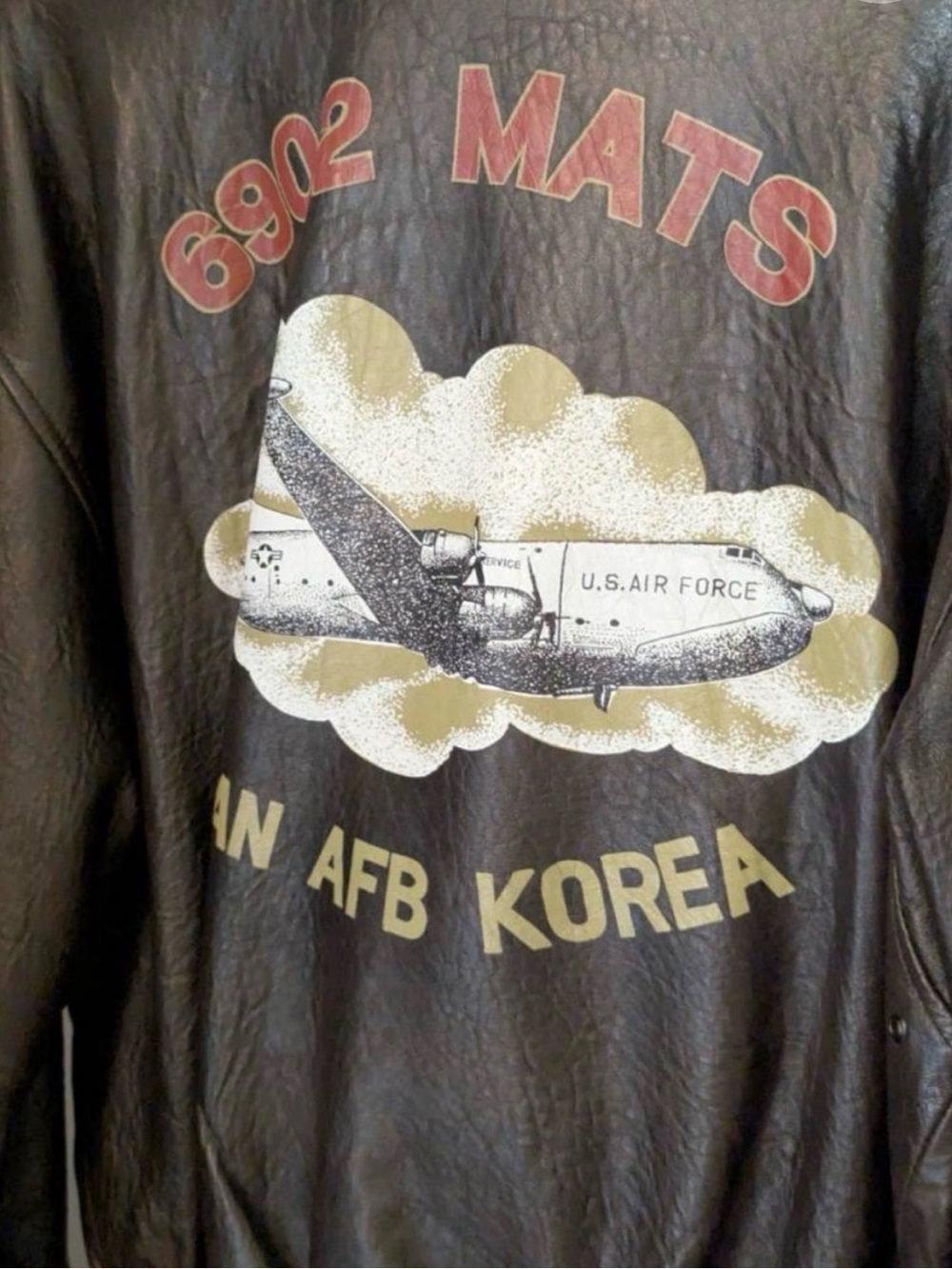 VTG Ameco A-2 Leather Flight Jacket Medium Osan AFB Korea 6902 MATS
